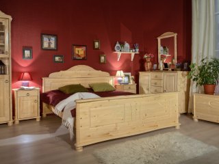 Спальня Айно - Айно - буфет, тумба прикроватная, двуспальная кровать, комод №2 с зеркалом, сундук