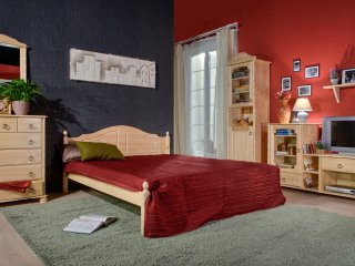 Спальня K1 - двуспальная кровать K1, буфет Айно, тумба ТВ Айно