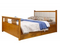 Кровать Дания-3 мягкая с ящиками из массива сосны
