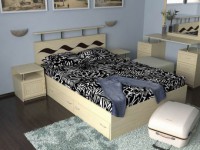 Кровать двуспальная Волна-3 с ящиками 1400х2000 (дуб молочный)