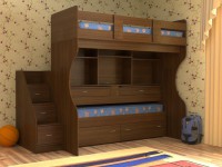 Детская двухъярусная кровать Дуэт-4 орех