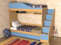 Детская двухъярусная кровать Дуэт бук/синий