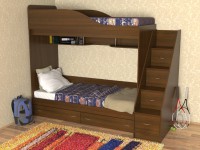 Детская двухъярусная кровать Дуэт орех экко