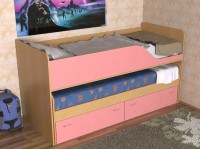 Детская двухъярусная кровать Дуэт-2 бук/розовый