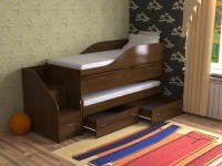Детская двухъярусная кровать Дуэт-8 орех экко