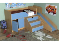 Детский уголок с кроватью чердаком Кузя бук/синий