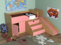 Детский уголок с кроватью чердаком Кузя бук/розовый
