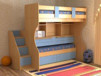 Детская двухъярусная кровать Дуэт-4 бук/синий